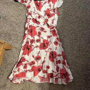 Floral Wrap Dress in Pink and White